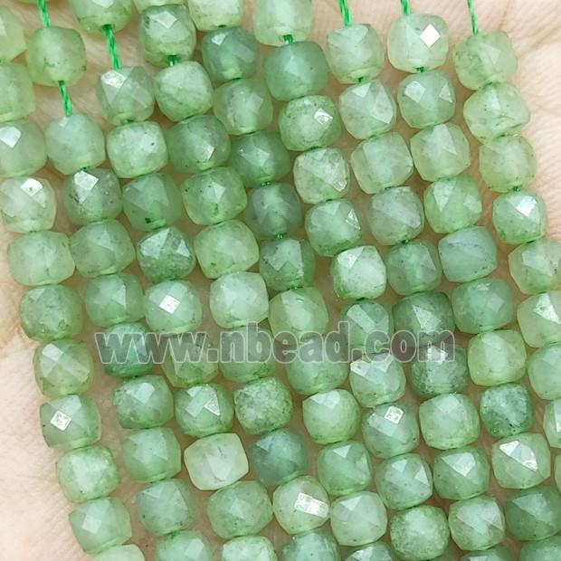 Green Tourmaline Beads Faceted Cube