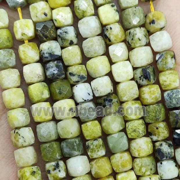 Natural Yellow Turquoise Beads Faceted Cube