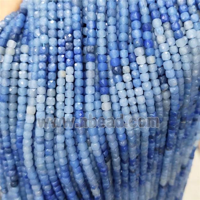Natural Blue Aventurine Beads Faceted Cube