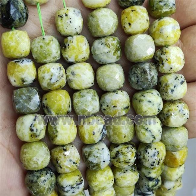 Natural Yellow Turquoise Beads Faceted Cube