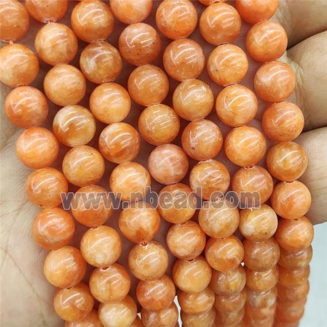 Natural Orange Calcite Beads A-Grade Smooth Round