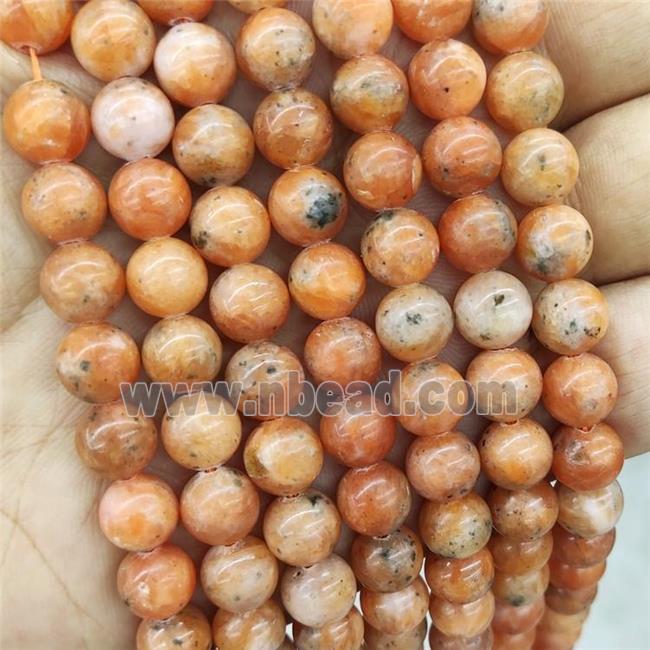 Natural Orange Calcite Beads Smooth Round