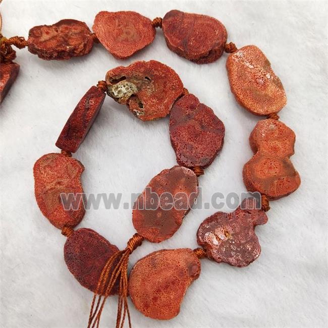 Natural Red Coral Slice Beads