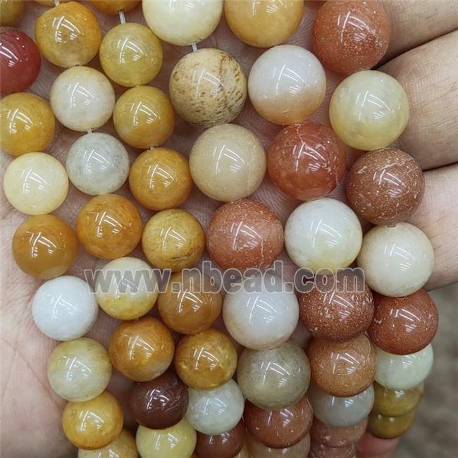 Honey Jade Beads Multicolor Smooth Round