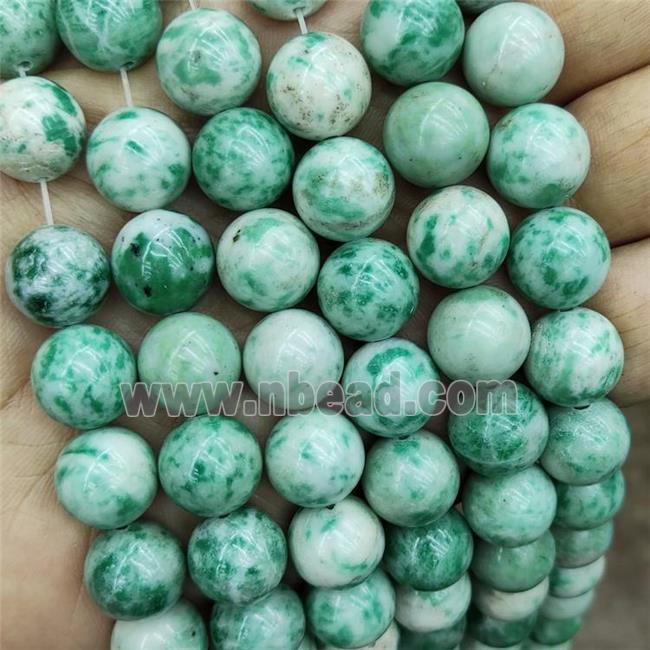 Green Dalmatian Jasper Beads Smooth Round
