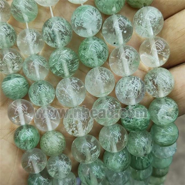 Synthetic Quartz Beads Lt.green Smooth Round