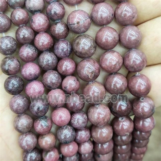 Natural Rhodonite Beads Pink Smooth Round