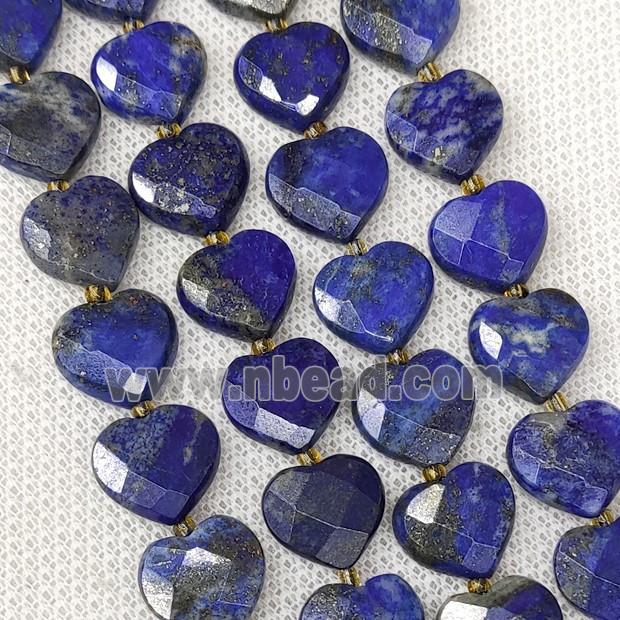 Natural Lapis Lazuli Heart Beads Faceted Blue
