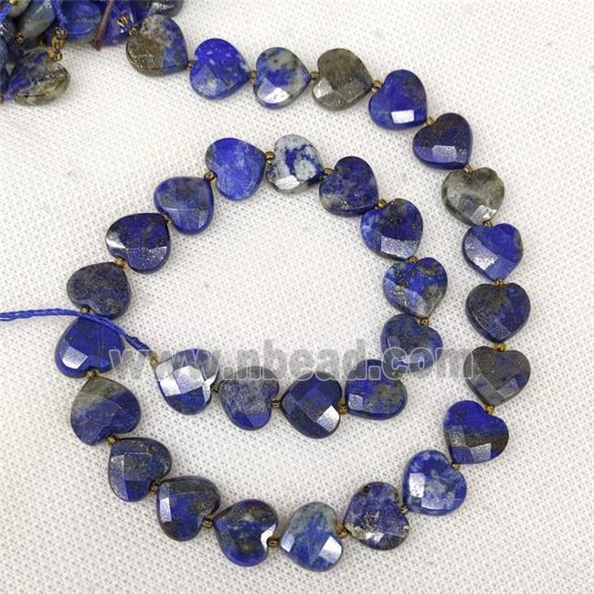 Natural Lapis Lazuli Heart Beads Faceted Blue
