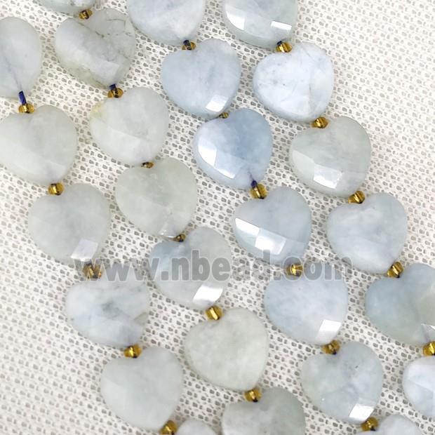 Natural Blue Aquamarine Beads Faceted Heart