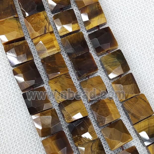 Natural Tiger Eye Stone Beads Faceted Square