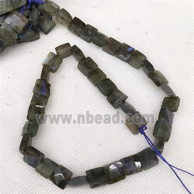 Natural Labradorite Beads Faceted Square