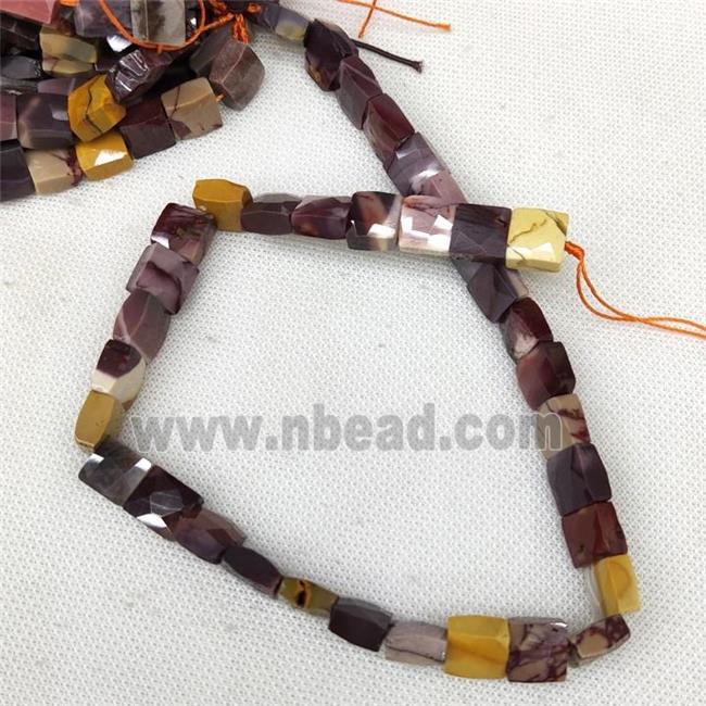 Natural Mookaite Beads Multicolor Faceted Square