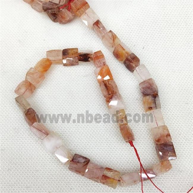 Natural Red Hematoid Quartz Beads Faceted Square