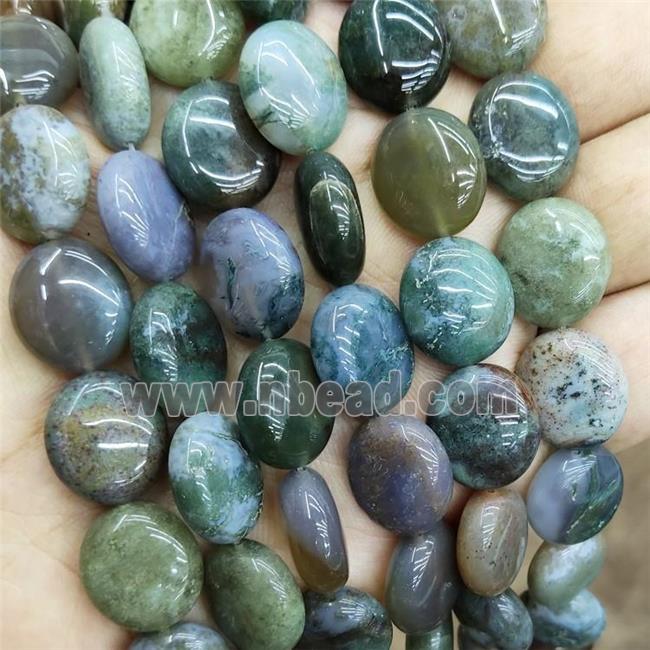 Natural Indian Agate Oval Beads Green