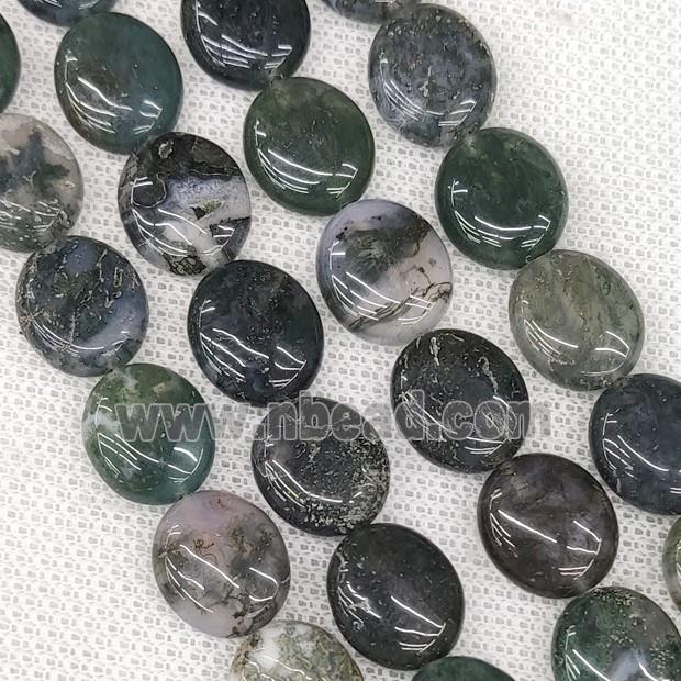 Natural Green Moss Agate Oval Beads