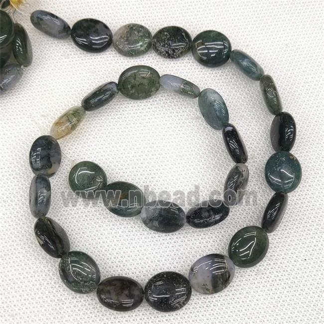 Natural Green Moss Agate Oval Beads