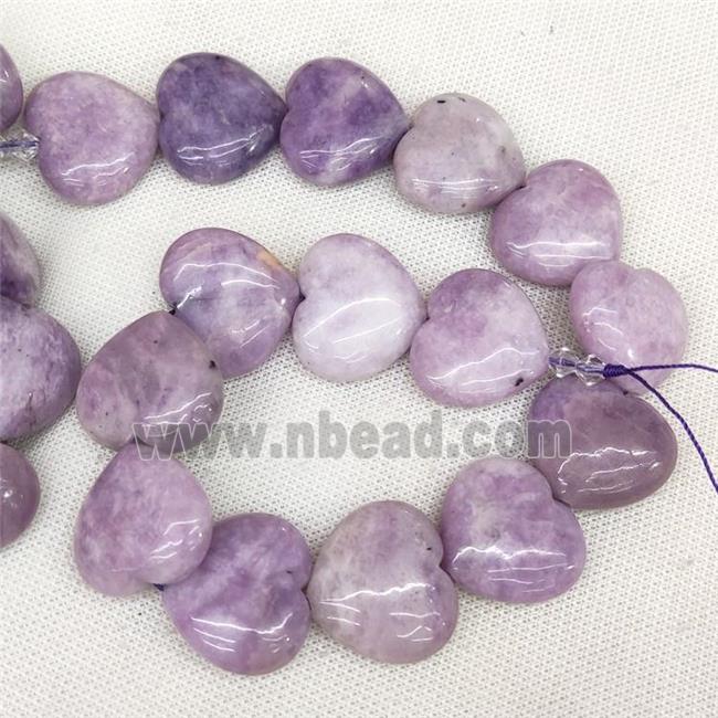 Natural Lepidolite Heart Beads Purple