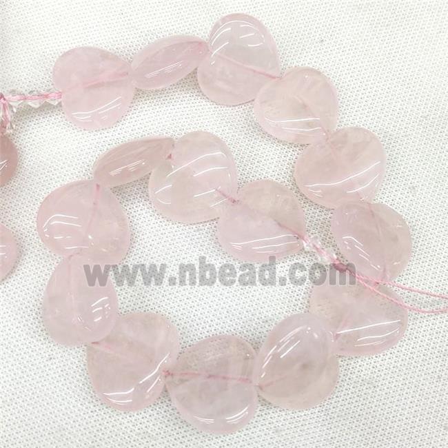 Natural Pink Rose Quartz Heart Beads