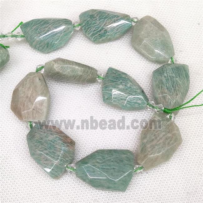 Natural Green Amazonite Beads Faceted Freeform