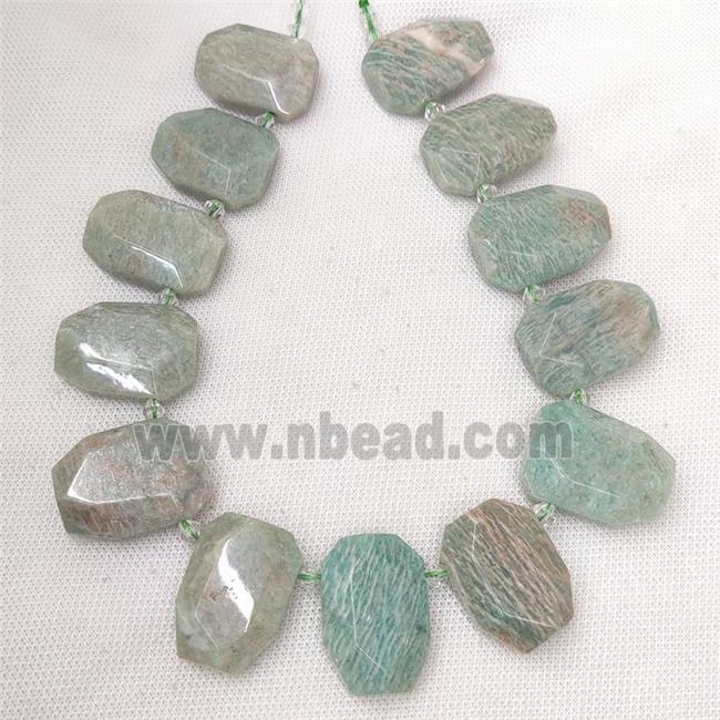 Natural Green Amazonite Beads Topdrilled Faceted