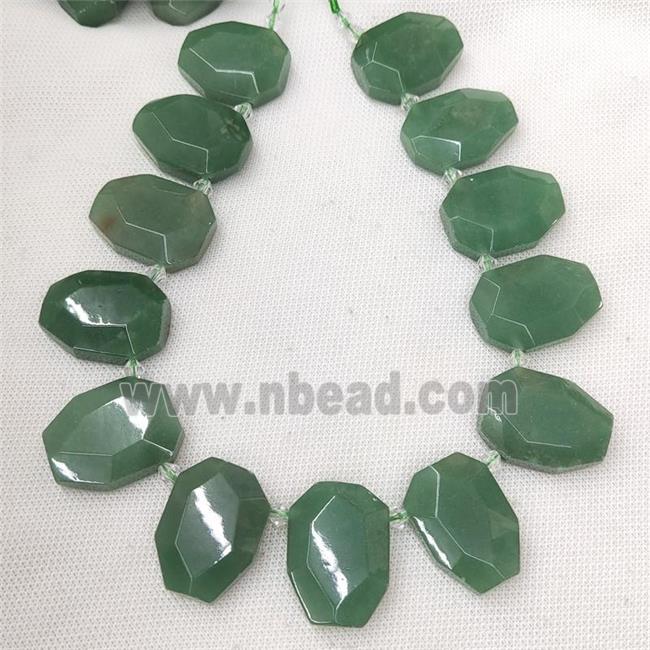 Natural Green Aventurine Slice Beads Topdrilled Faceted