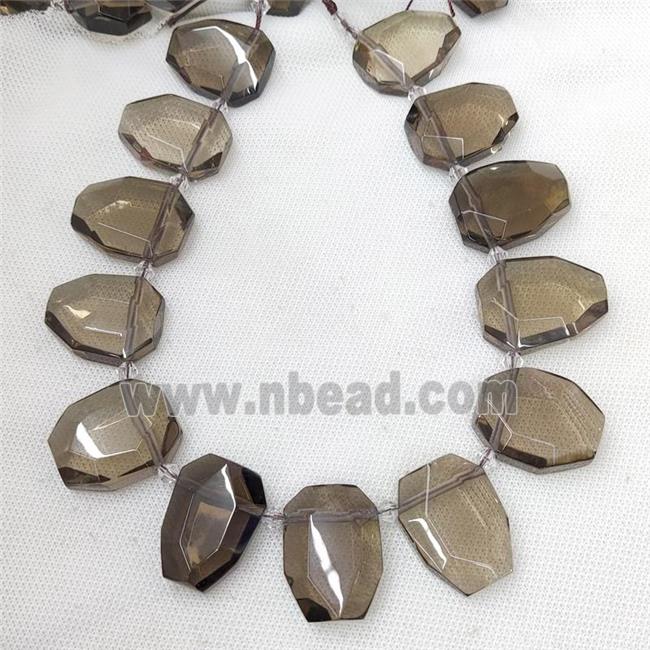 Natural Smoky Quartz Slice Beads Topdrilled Faceted