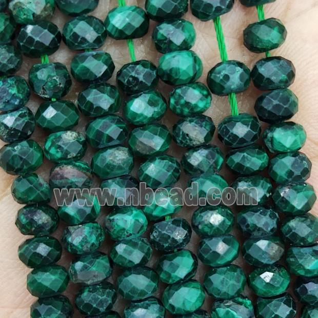 Natural Green Malachite Beads Faceted Rondelle