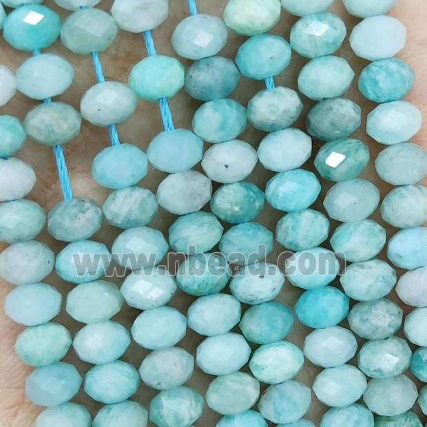 Natural Green Amazonite Beads B-Grade Faceted Rondelle