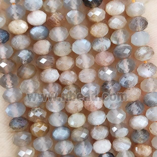 Natural Moonstone Beads Multicolor Faceted Rondelle