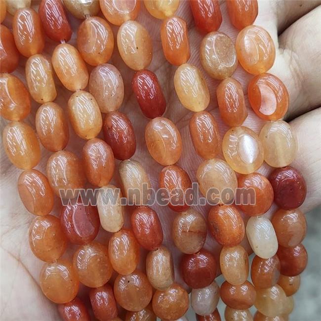 Natural Red Aventurine Oval Beads