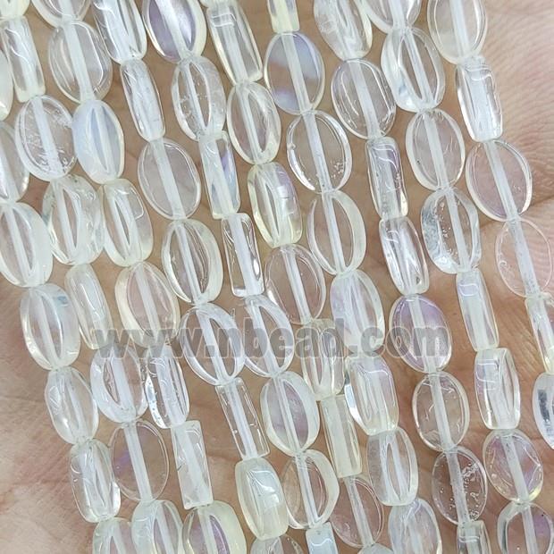 Synthetic Quartz Oval Beads Clear