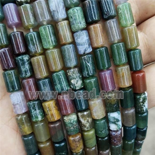 Natural Indian Agate Tube Beads Multicolor