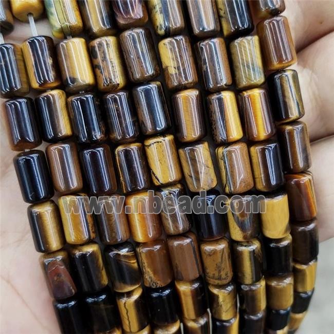 Natural Tiger Eye Stone Tube Beads