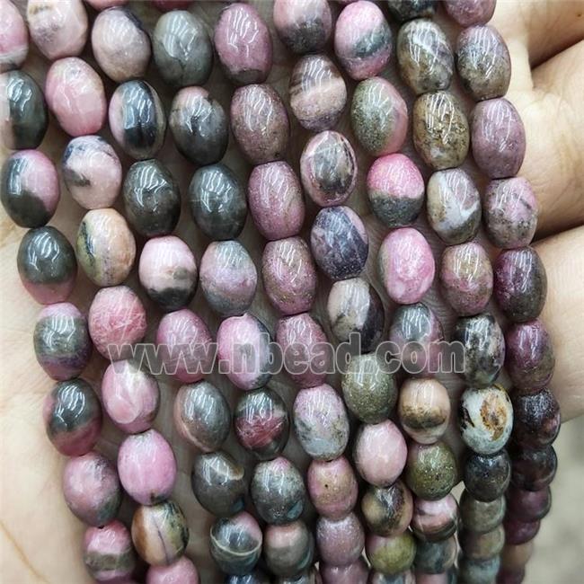 Natural Chinese Rhodonite Rice Beads Pink Barrel