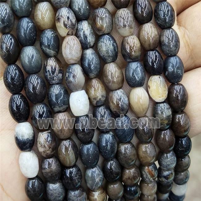 Natural Wood Petrified Jasper Rice Beads Barrel