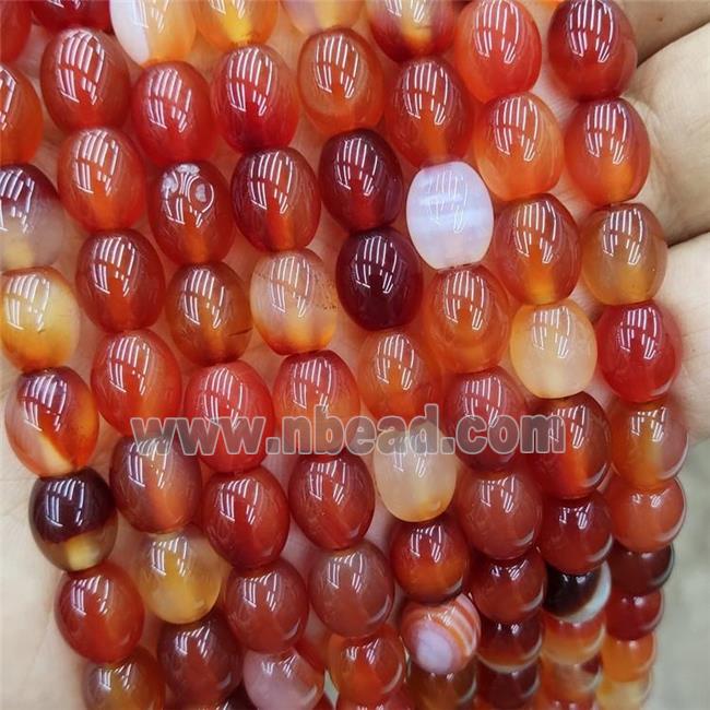 Natural Red Carnelian Agate Rice Beads Barrel