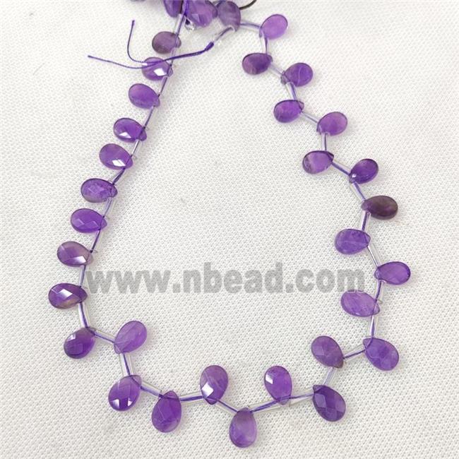 Natural Amethyst Beads Purple Faceted Teardrop Topdrilled