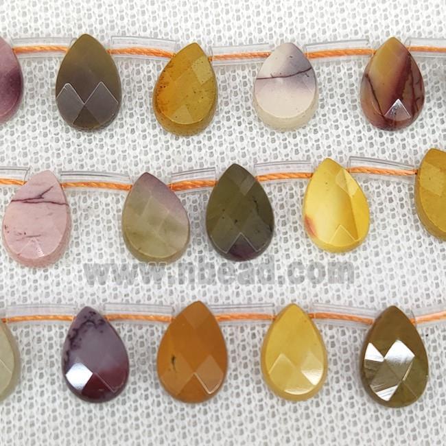 Natural Mookaite Beads Multicolor Faceted Teardrop Topdrilled