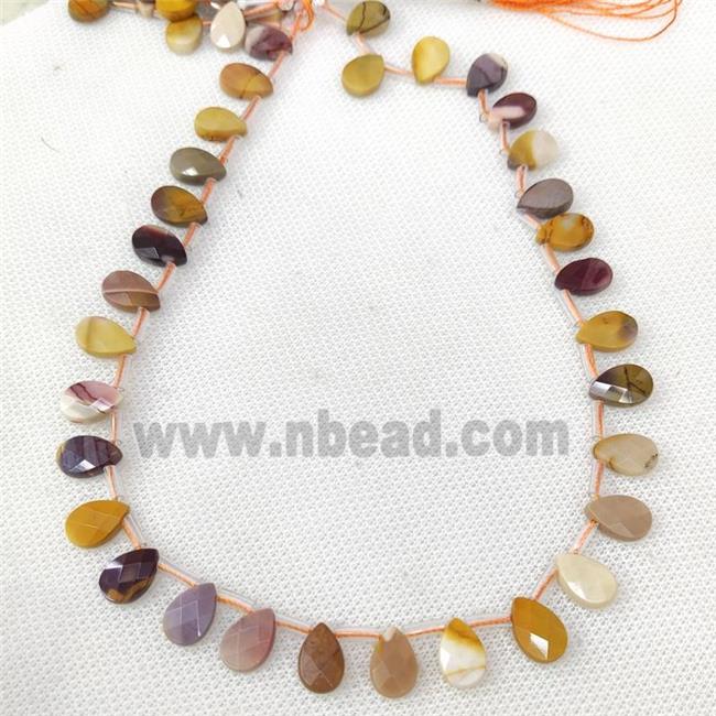 Natural Mookaite Beads Multicolor Faceted Teardrop Topdrilled