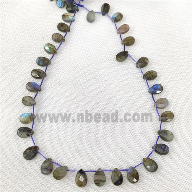 Natural Labradorite Beads A-Grade Faceted Teardrop Topdrilled