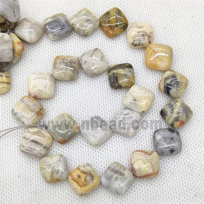 Natural Crazy Lace Agate Beads Square Yellow Corner-Drilled