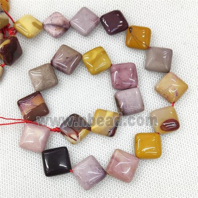 Natural Mookaite Beads Square Multicolor Corner-Drilled