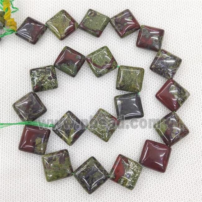 Natural Bloodstone Beads Green Square Corner-Drilled