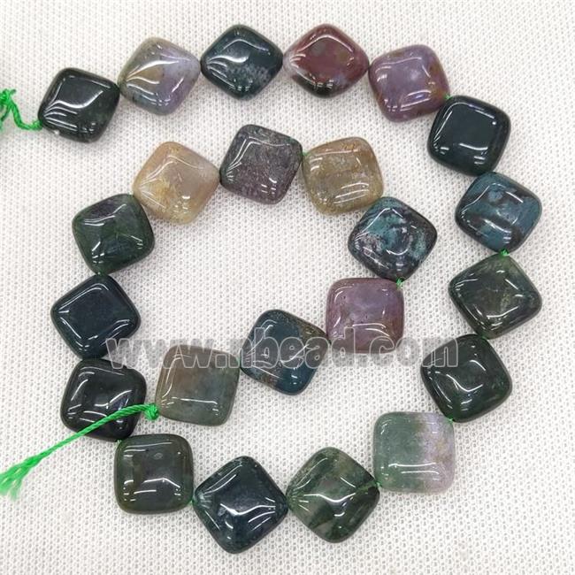 Natural Indian Agate Beads Multicolor Square Corner-Drilled