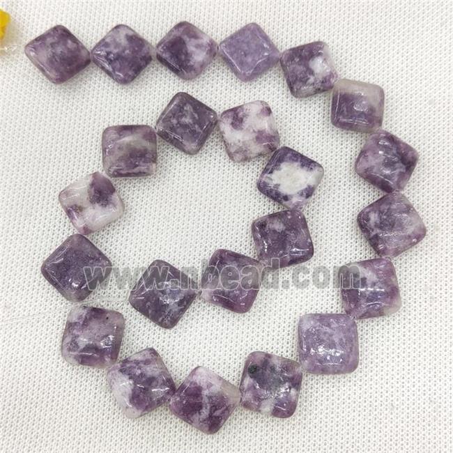 Natural Lepidolite Beads Purple Square Corner-Drilled