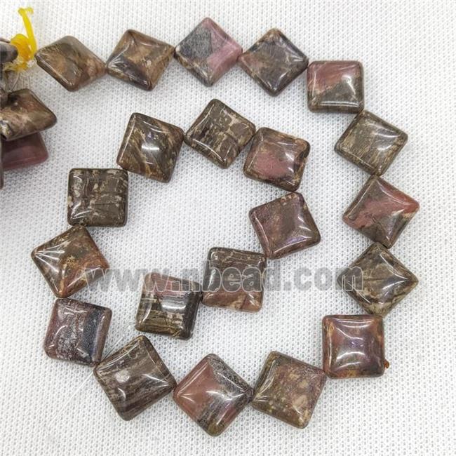 Natural Rhodonite Beads Pink B-Grade Square Corner-Drilled