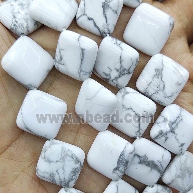 Natural White Howlite Turquoise Beads Square Corner-Drilled