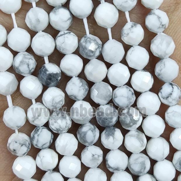 Natural White Howlite Turquoise Beads Faceted Round