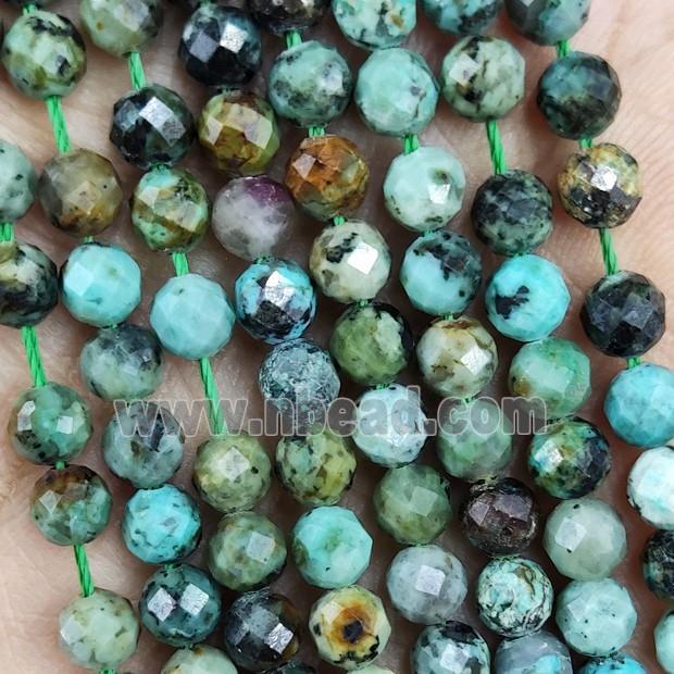 African Turquoise Beads Green Faceted Round